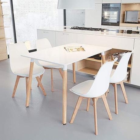 XUANYU Mesa de Comedor Rectangular Mesa de Cocina de Madera Mesa de salón escandinava 1 a 6 Personas, 110×60×75 cm, Blanco