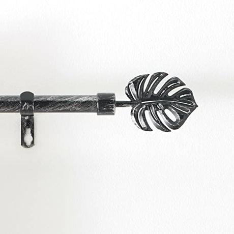 TIENDA EURASIA - Barra Cortinas Extensible, Barras de Cortinas Decorativas, Barra Extensible de Metal con 2 Terminales, Soportes y Tornillos (Negro-Plata, 120-210 cm)