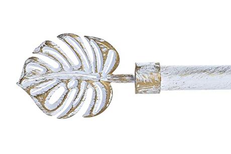 KCASA Kcasa - Barra de Cortina Extensible de Metal Blanca Minimalista para Dormitorio Vintage de 120-210 cm (Hoja)