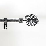 TIENDA EURASIA - Barra Cortinas Extensible, Barras de Cortinas Decorativas, Barra Extensible de Metal con 2 Terminales, Soportes y Tornillos (Negro-Plata, 120-210 cm)