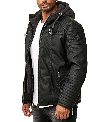 Redbridge Chaqueta de imitación de cuero para hombre con capucha Negro XL