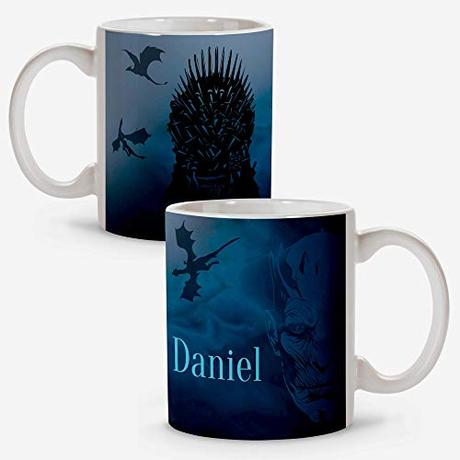 LolaPix Taza Juego de Tronos personalizada con nombre. Regalos Frikis personalizados. Tazas personalizadas de cerámica. Varios diseños y colores de Interior. Juego de Tronos