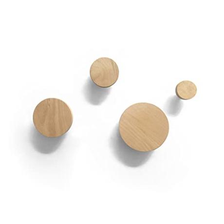 anaan Bubble Percheros de pared redondas Ganchos para abrigos Madera Colgador Abrigos Decorativo Diseño (Juego 4 Haya)
