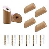 MAIXINNEW 6 Piezas Ganchos de Madera Montados en La Pared para Colgar, Ganchos de Almacenamiento Individuales, Ganchos de Madera para Colgar, Gorros, Ropa (3 x 6 cm)