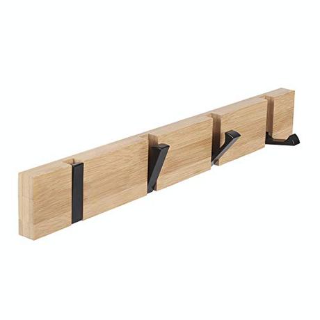 JSVER Perchero de Pared Plegable 4 Ganchos de Perchero de Montaje en Pared para Colgar Abrigos Bufandas, monederos y más- Natural