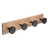 DAMDAM GO - Perchero de Pared Madera Bambu con Ganchos Metal - Redondo 4 Ganchos
