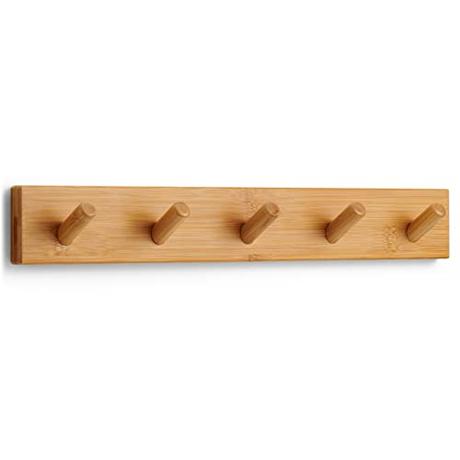 LARHN Perchero Pared Madera - 5 Colgadores - 43 cm - Percheros Pared de Diseño para Recibidores, Entradas, Dormitorios Modernos, Habitaciones Infantiles y Baños