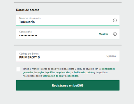 codigo promocional bet365 PRIMEROY10