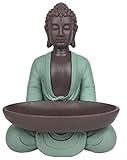 Estatuilla vacía de Bolsillo Boudha – Decoración Zen y Feng Shui – para Crear un Ambiente Relajante y Espiritual – Idea de Regalo de la Suerte – Altura: 20 cm – Color: Verde y marrón – Zen'Light