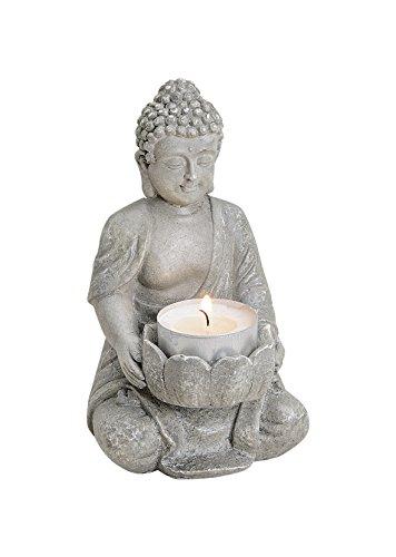 Portavelas con diseño de Buda 14 cm, pequeño, Estatua Buda figuras decorativa, figuras de Buda meditation feng shui