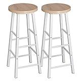 WOLTU 2X Taburete de Bar Muebles Cocina Silla de Comedor Taburete Alto para Salon Cocina Estructura de Metal, MDF Roble Claro BH130hei-2