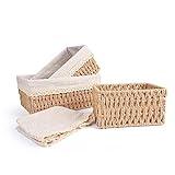 Czemo Cestas Almacenaje Cesta Tejida 3 Piezas cajas almacenaje cesta mimbre cesta decorativa para Bodas Cocinas canasta de juguetes Estantes oficinas mesa de comedor habitación infantil sala de estar