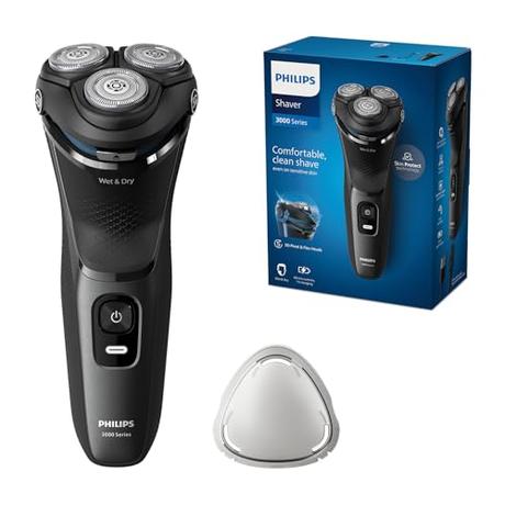 Philips Serie 3000 Afeitadora Eléctrica Wet & Dry, para hombre, con tecnología SkinProtect en Dark Moon, barbero desplegable, afeitadora sin cable, modelo S3145/00