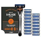by Amazon Maquinilla de afeitar para hombre de 5 hojas con 15 recambios, Juego de 17 piezas