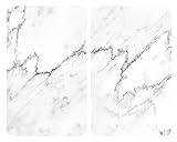 WENKO Placas cobertoras de vidrio universales Mármol 2 unidades - Cubiertas de cocina, juego de 2 unidades, para todos los tipos de cocinas, Vidrio endurecido, 30 x 1.8-5.5 x 52 cm, Multicolor