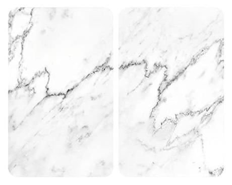 WENKO Placas cobertoras de vidrio universales Mármol 2 unidades - Cubiertas de cocina, juego de 2 unidades, para todos los tipos de cocinas, Vidrio endurecido, 30 x 1.8-5.5 x 52 cm, Multicolor