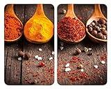 Allstar Placas cobertoras de vidrio universales Curry 2 pzas - juego de dos piezas, cubiertas para cocinas de vitrocerámica, Vidrio endurecido, 30 x 0.8 x 52 cm, Multicolor