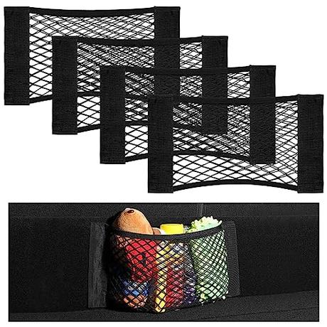 Diboniur Red Maletero Coche, 4PCS Red para Maletero de Coche, 40×25CM Bolsa de Red Elástica Universal con Velcro para Coche/SUV