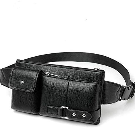 DFV mobile - Bolso de Piel Bandolera Riñonera para Ebook, Tablet y para ALCATEL 5V (2018) - Negra
