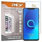 REY 3X Protector de Pantalla para ALCATEL 5V, Cristal Vidrio Templado Premium