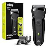 Braun Series 3 Afeitadora Eléctrica Hombre, Máquina de Afeitar Barba 3 En 1 con Recortadora De Precisión Para La Barba Y 5 Peines, Recargable E Inalámbrica, Shave&Style, 300BT, Negro