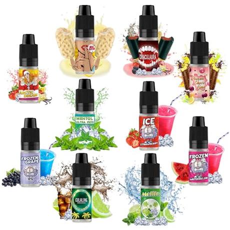 Pack E-Liquid 10 Pack (10pcx10ml): FRESH | 10 x 10ml | ElecVap | Sin Nicotina: 0MG | E-Liquido vapeo para Cigarrillos Electronicos -Vapes Pen Vape Pod Starter Kit E Liquidos para Vaper 70/30