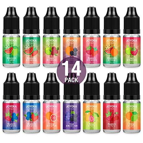 Joyoka 14x10ml Vaper Liquido Premium Ecig Vape Juice E Sabores jugosos 70/30 Eliquid para E Cig Cigarrillo Electrónico Vape Pen Box Mod Starter Kit Sin Nicotina