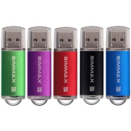 SIMMAX Memorias USB 5 Piezas 16GB USB 2.0 Stick Flash Drive Pendrives Almacenamiento Datos (16GB Verde Púrpura Rojo Negro Azul)