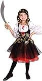Disfraz de pirata de piezas para niñas - Disfraz de pirata - Black, white, red - Talla (7-10 Años)