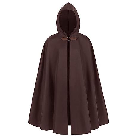 Beokeuioe Capa medieval ancha con capucha con capucha, bata de algodón para adultos, disfraz de Halloween, capa para carnaval, disfraz, cosplay, capa medieval renacentista, capa con capucha, B