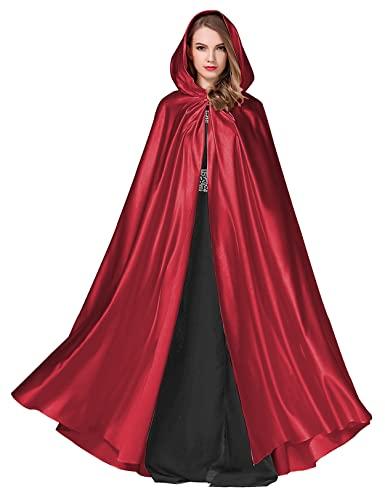 BEAUTELICATE Capa con Capucha Medieval Mujer Disfraz Abriga Larga para Novia Vampiro Princesa Bruja Halloween Navidad Fiesta Cosplay Fotografía （Manzana Roja）