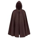 Beokeuioe Capa medieval ancha con capucha con capucha, bata de algodón para adultos, disfraz de Halloween, capa para carnaval, disfraz, cosplay, capa medieval renacentista, capa con capucha, B