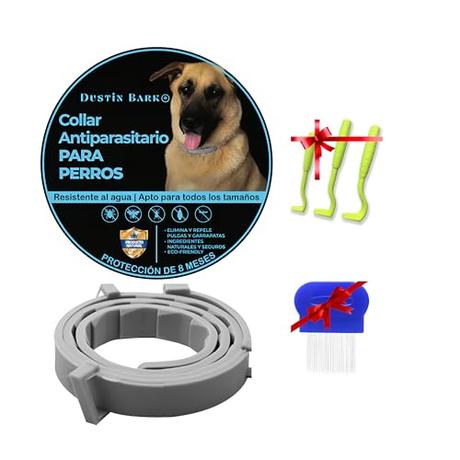 Dustin Bark® Collar Antiparasitario para Perros Collar Antipulgas Perro Repelente contra pulgas y garrapatas Ingredientes 100% Naturales sin Químicos Collar antipulga Ajustable 8 Meses protección