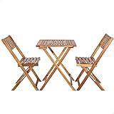 Aktive 61000 - Conjunto mesa y sillas jardín, terraza plegables, Madera acacia, 1 mesa, 2 sillas