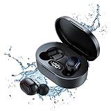 Auriculares Bluetooth inalámbricos estéreo 5.0 inalámbricos y Pantalla LCD, Auriculares Bluetooth inalámbricos en el oído Integrados HD Mic, IPX7 Impermeables, USB Carga rápida para iOS Android