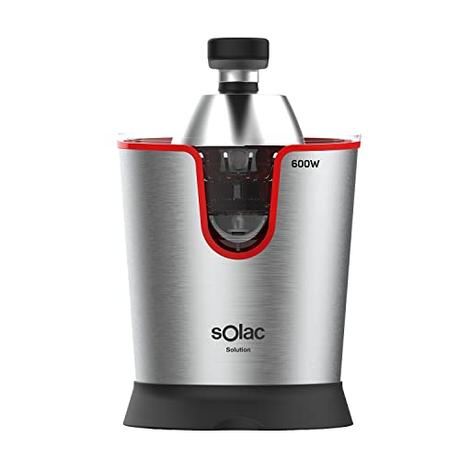 Solac Solution EX6190 - Exprimidor de palanca 600W, motor AC, 2 conos para todos los cítricos, cuerpo y filtro de acero inoxidable, depósito de 0,65L, desmontable, componentes aptos lavavajillas