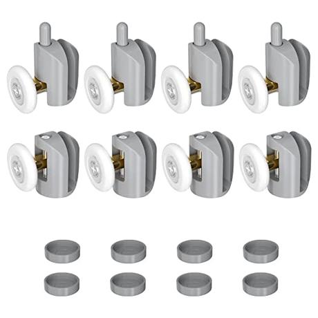 Relota 8 Pcs Rodamientos Mampara Ducha 23mm, Ruedas de Acero Inoxidable para Mamparas de Baño de Cristal 4-5mm, Puerta de Ducha, Puerta Corredera (4 Rodillos Superiores, 4 Rodillos Inferiores)