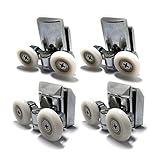 Rodamientos corredores para mampara de ducha, de acero inoxidable, sistema doble (juego de 4, superior e inferior)