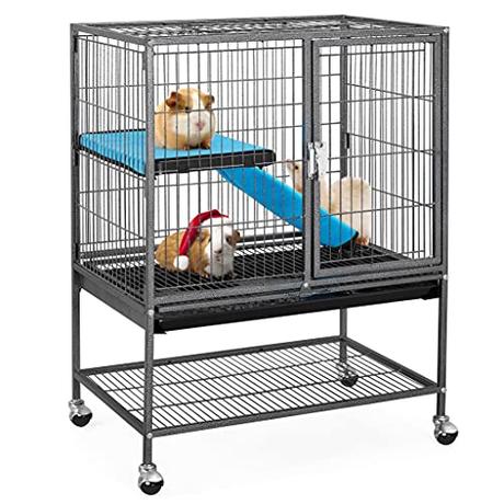 Yaheetech Jaula para Roedores con Ruedas Un Piso Jaula Hámster Metal 61x42,5x85,5cm Casa para Conejo Hurones Chinchillas Animales Pequeñas Negro