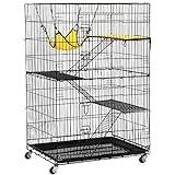Yaheetech Jaula para Mascota Jaula con 4 Niveles con Ruedas Jaula para Conejos Hamsters Altura 123 cm Jaula Grande con 2 Puertas