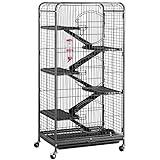 Yaheetech Jaula Hurones Grande con Pie 64x43x131cm Jaulas para Roedores Hamster Caseta para Conejos Enanos Negro