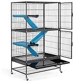 Yaheetech Grande Jaula Hamster con Ruedas Jaula Chinchilla Separados Jaula de Dos Pisos para Cobaya Hurones Casa para Ratoncillos Roedores 137x78x51cm