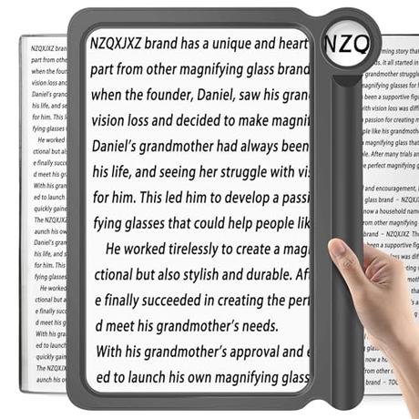 NZQXJXZ 30X 5X Lupa de Lectura, Lupa Grande y Ligera, Proporciona un Área de Visualización Completa de la Página del Libro, Lupa de Mano Leer Impresiones Pequeñas y Baja Visión, Gris