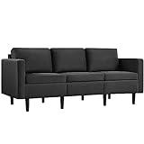 Yaheetech Sofá 2 Plazas Sofá Tapizada Sofa con Reposabrazo Safá Capacidad MAX de 350 KG Sofá de Salon Negro