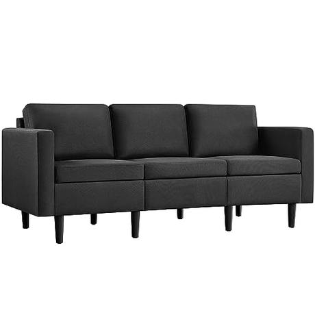 Yaheetech Sofá 2 Plazas Sofá Tapizada Sofa con Reposabrazo Safá Capacidad MAX de 350 KG Sofá de Salon Negro