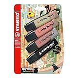 STABILO Marcador BOSS ORIGINAL NatureCOLORS - Pack con 4 colores (verde barro, siena, ocre oscuro, negro)