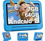 2024 Tablet Niños 7 Pulgadas Android 13 Tablet, 7GB RAM+64GB ROM(TF 1TB), WiFi 6,Google GMS, Bluetooth 5.0, Control Parental /Kids Space /Dual Camera /GPS /Funda para Tableta a Prueba de Niños - Azul