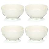COM-FOUR® 4x Tazón de porcelana - Tazón de postre en un diseño moderno - Tazón para postre, bocadillos, cereal o helado (4 piezas - blanco. sin decoración)