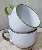 Set de 2 tazones de cafe tazas de colores de ceramica tazones desayuno Tazones De Sopa De Cerámica Taza De Café Grande, Tazas De Sopa Con Asa Para Cereal Postre Ensalada Té Leche Avena 450ml