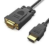 BENFEI Cable HDMI a VGA 1.8M, Unidireccional HDMI (Fuente) a VGA (Monitor) Macho a Macho, Compatible para Computadora HDMI, Monitor VGA, Proyector, Raspberry Pi, Roku, Xbox y Más
